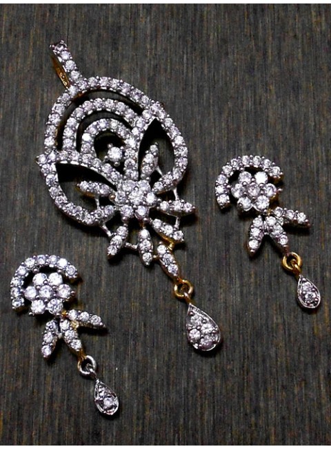 CZ Pendant With Earrings